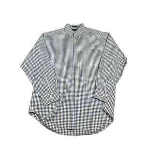 Hathaway Sport Button Up Shirt Men's Med Blue Plaid Long Sleeve Chamberlain